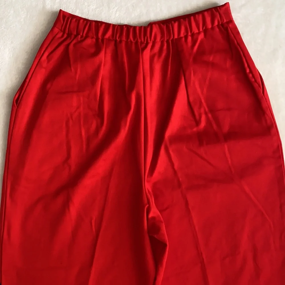 {VTG} The Frog Pond | 80s Embroidered Flags High Waisted Pleated Capri Pants Red - Picture 14 of 16